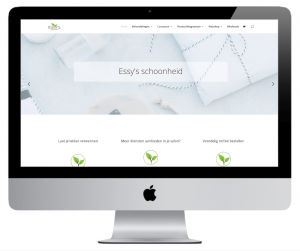 Voorbeeld site Essy's Schoonheid op een Imac voor portfolio
