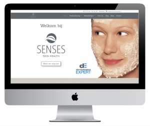 Voorbeeld site Senses Skin Health op een Imac voor portfolio