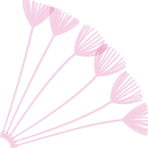 Illustratie van groepje pluisjes roze uit logo HelenHelpt