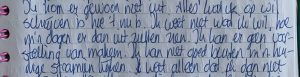 Hoe ziet jouw leven eruit over 5 jaar antwoord handgeschreven in notitieboek