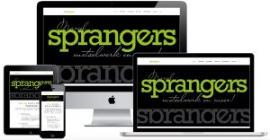 Weergave website van Sprangers Metselwerk en meer op iMac, Macbook, iPad en Iphone Portfolio HelenHelpt