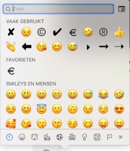 Popup venster emojis Mac
