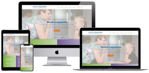 Weergave website van Studio Logopedie op iMac, Macbook, iPad en Iphone - Portfolio HelenHelpt